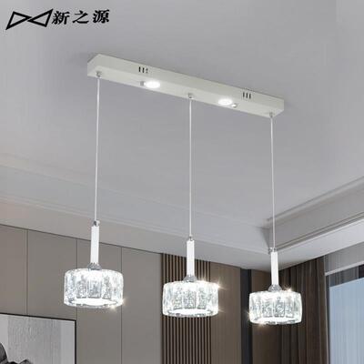 新款高感轻奢TIU水晶餐一厅灯饭厅级吧台字长线条餐桌家用现代鱼