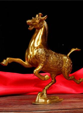 黄铜马玄关摆件 饰生肖马铜马踏飞燕摆 家居GCJ办招公室马开 财业