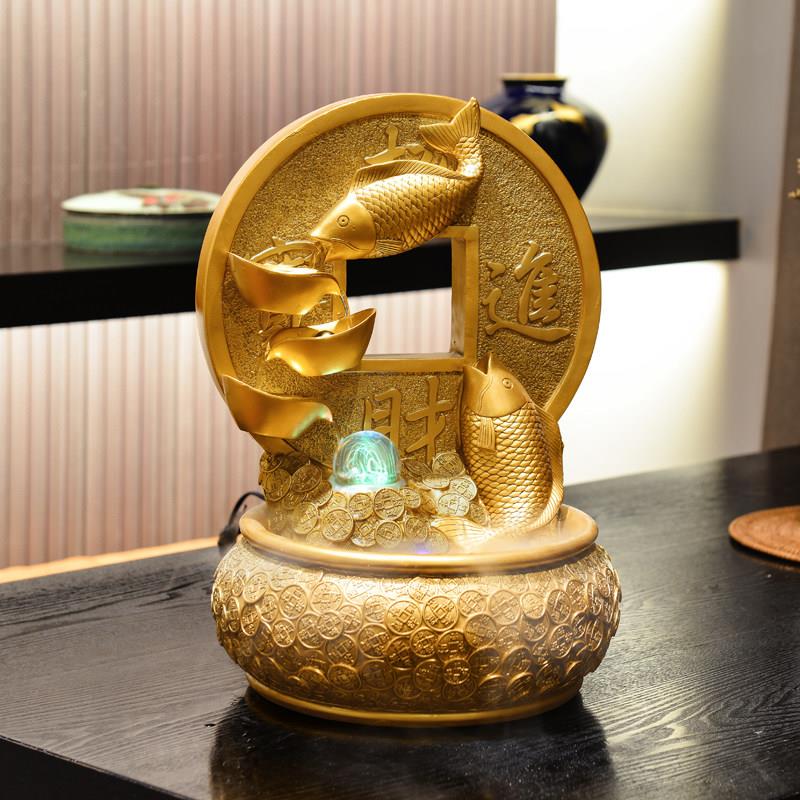 开业礼品铺流水摆招件循环水风水轮财聚进宝摇钱树宝盆店生财H135