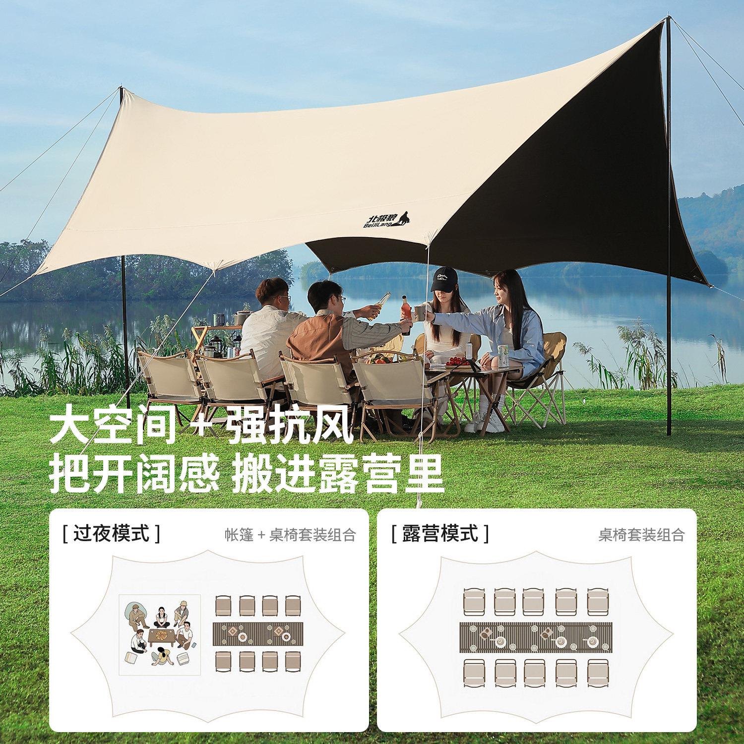 极狼天幕帐篷户北2026遮挡01010245露营套可携折叠穹顶黑外胶六角