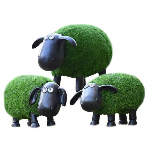 园林景观雕塑户外仿真皮草羊装山羊摆YZO件公园售部楼花园庭院布