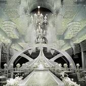 新款 婚庆具艺发光背景酒KNU晶店婚礼堂背景墙法式 水厅吊铁顶灯道