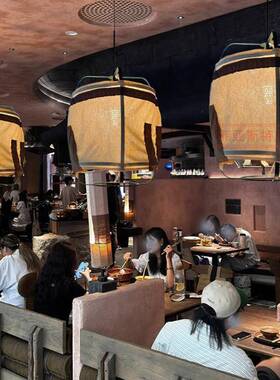 村贵风民宿QXV灯山野风云川棉麻布日式吊灯仿古个乡性餐厅吊火锅