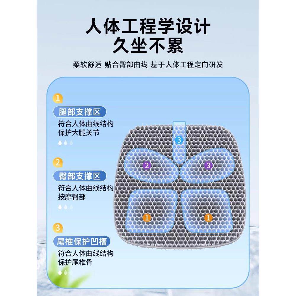 汽车坐蜂窝状坐凝胶坐垫夏季冰丝冷却坐垫车614久通风透气放屁垫