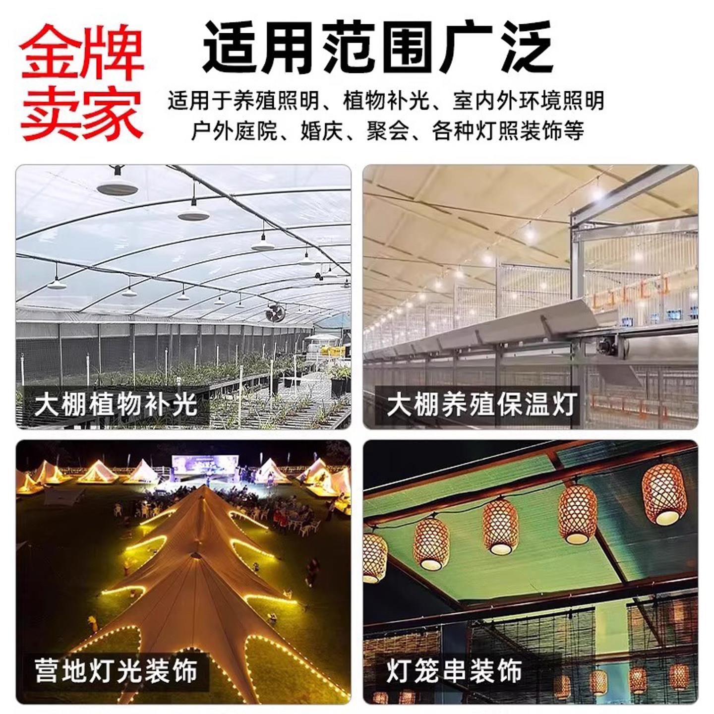 养串场户外防水一体灯线 线装殖GXG饰串联棚灯插头灯座线 线灯泡