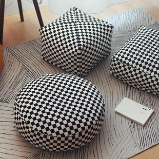棋盘格子蒲团坐垫地上可坐布地垫榻榻米坐墩飘窗懒人加厚北欧日式
