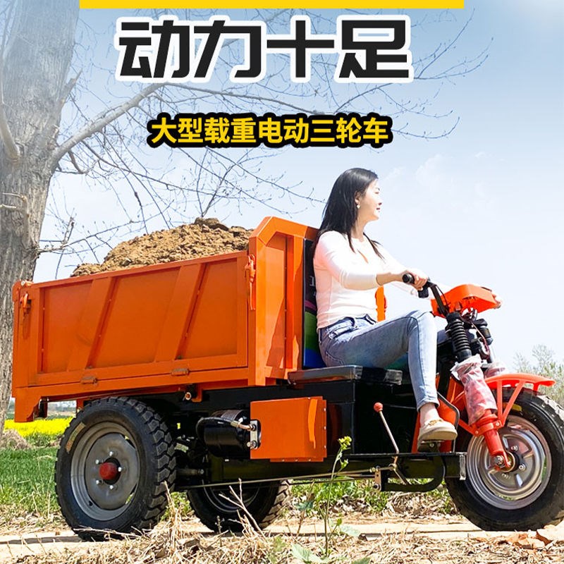 建筑工程电动三轮车工地用翻斗车农用养殖拉货粪垃圾工具车可定制