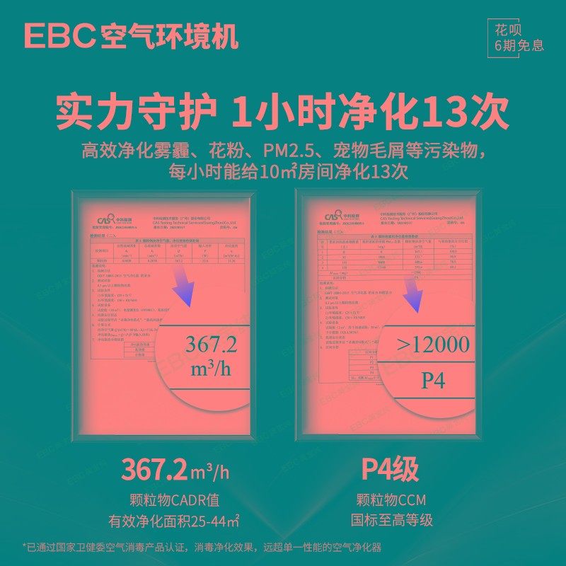 EBC英宝纯 空气环境机净化器除甲醛新房卧室消毒儿童家用新风空调