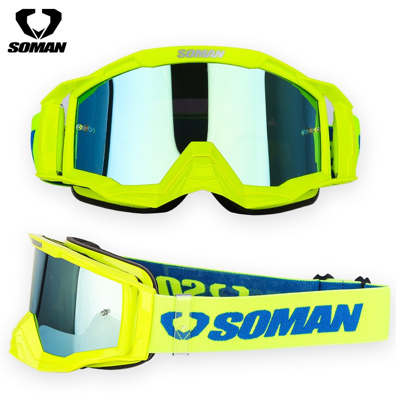 索曼摩托车自行车越野护目镜和护目镜户外眼镜套与透明镜片和可移