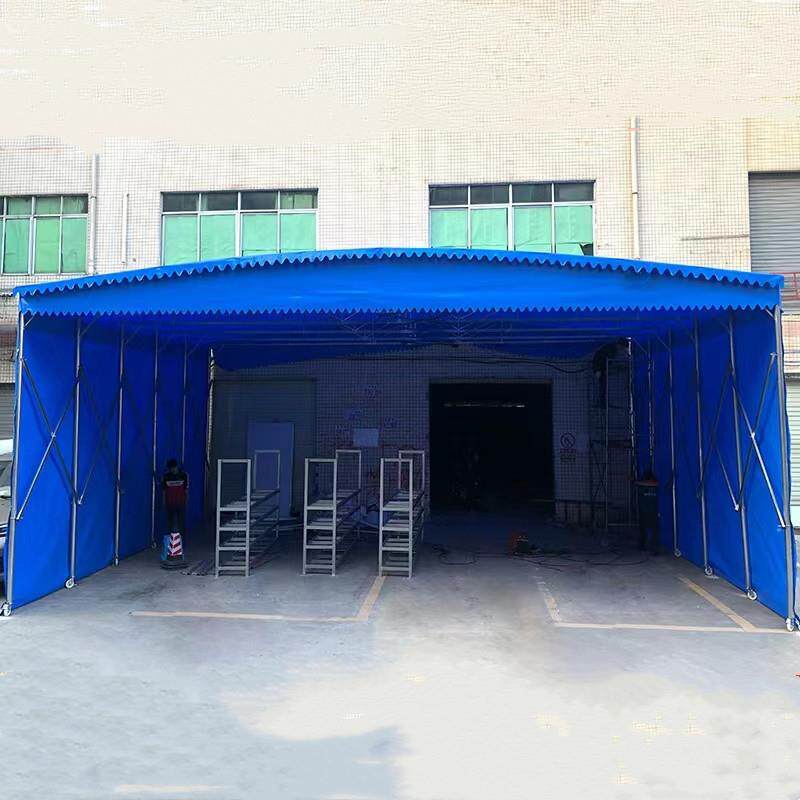大型排档夜市帐篷移动推拉雨棚仓库电动防雨遮阳棚伸缩式篮球场蓬