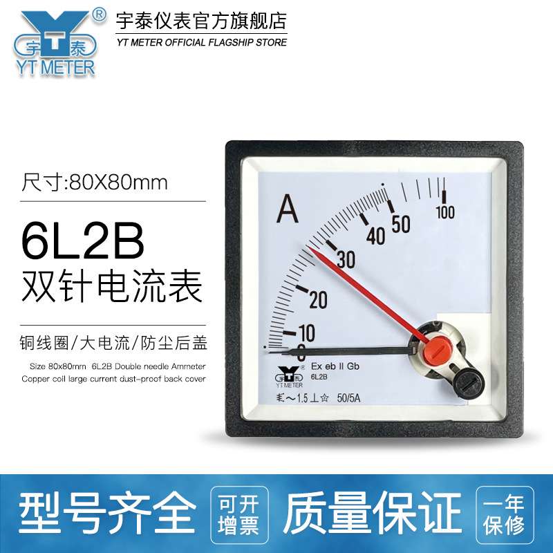 6L2B防爆电流表双针交流AC76交流ExebIIGb红针50/100/5Acp80 be80