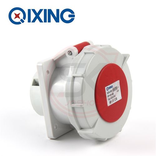 启星5P32A暗装工业插座QX240 三相五孔32A工业插座面板直式插座