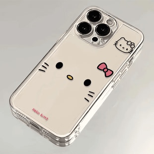 蝴蝶结KT猫适用苹果iPhone16e手机壳新款15promax卡通14透明13/12mini软硅胶男女xr全包xs防摔17/7/8plus可爱