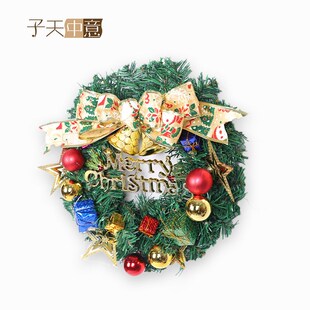 饰品 子天中意创意圣诞节酒店门窗挂饰圣诞雪人铃铛藤条花环节日装