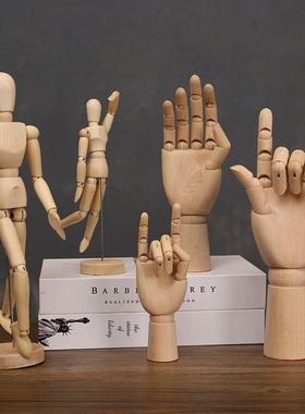 办公室桌面木头DIY关节人偶模型小木偶手艺术客厅玄关摆件装饰品