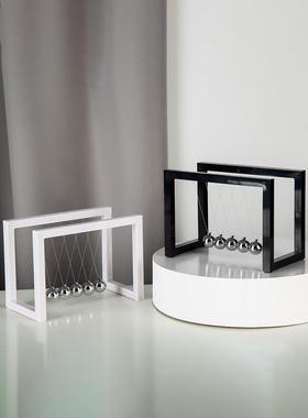 黑白几何框架牛顿摆物理能量传递碰撞平衡球模型赠送师生