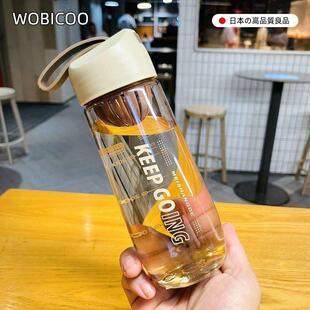 水杯ins风男女学生水瓶带刻度带提手便携过滤网随手太空杯茶杯子