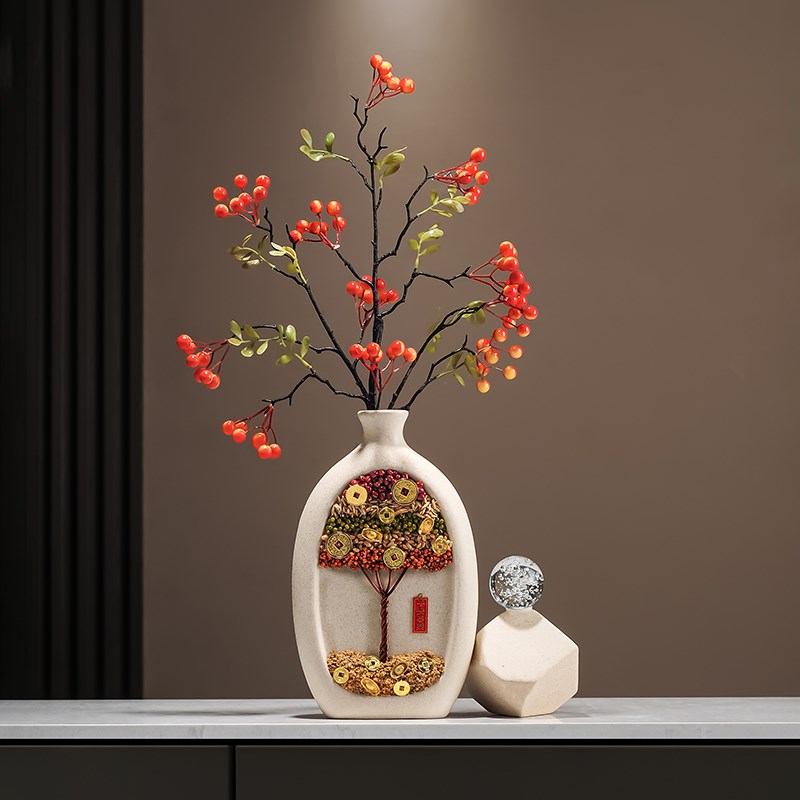 五谷丰登发财树花k瓶石来运转招财摆件乔迁之喜搬家入宅玄关装饰