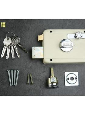 大连锁业白色锁壳老式防盗门锁大连锁厂外装门锁十字钥匙锁芯