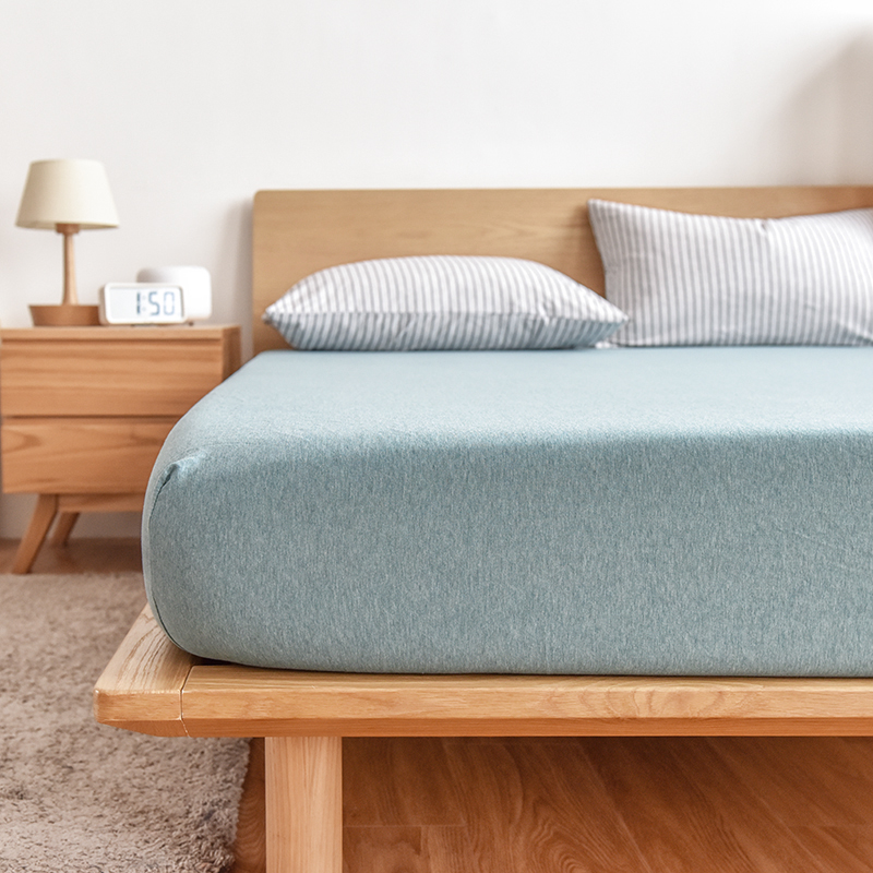 天竺棉床笠单f件床罩裸睡定做纯色保护套全棉针织床单1.5/1.8m床