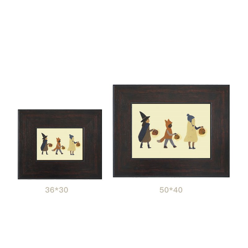 丘山生活治愈系人物挂画法式中古风南瓜小尺寸画万圣节爱摆画