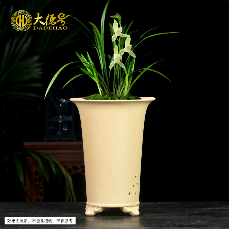 宜兴紫砂兰花花盆透气陶土花盆盆景君子兰兰草兰花专用盆陶瓷花盆