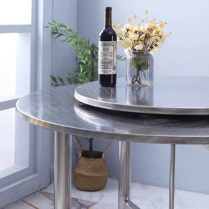 0不锈钢分体大圆桌8人10吃饭桌圆形圆桌面餐桌桌子家用圆台转盘