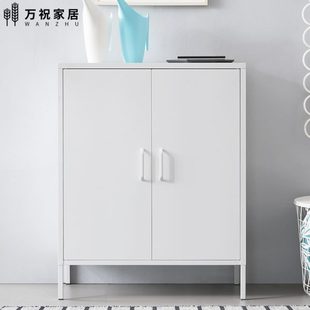 万祝阳台储物柜大容量收纳柜防潮置物柜家用北欧风餐边柜子40cm深