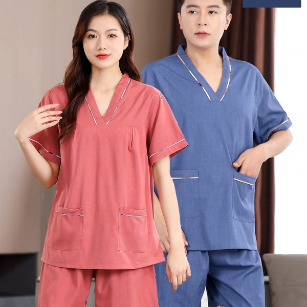汗蒸服男苎麻足疗情侣女款浴衣按摩家居睡衣不起摺大码温泉洗浴服