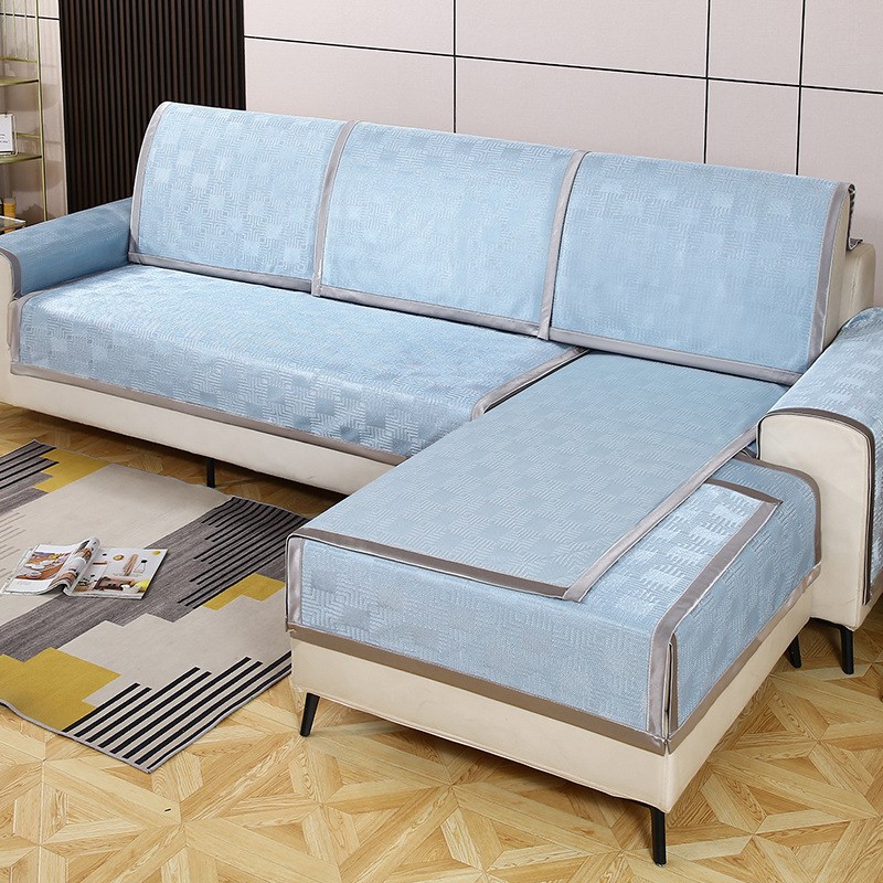 夏季科技布冰丝沙发垫罩笠防滑通用凉席素色装家用单人