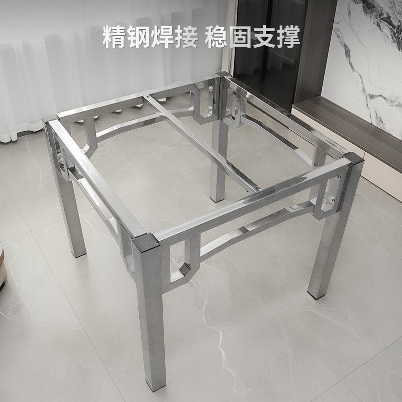 加厚锈钢岩板桌架家用吃饭学习餐桌正方形长方形新款锈钢桌子