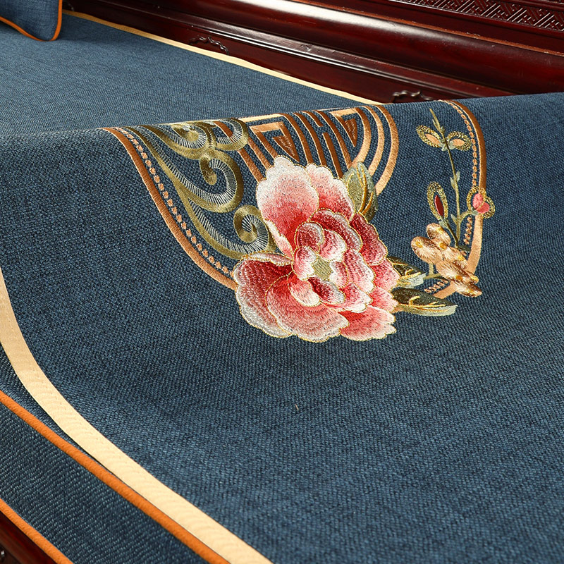 红木家具沙发垫坐垫罩棉麻靠背巾防滑盖布罗汉床垫盖巾定制