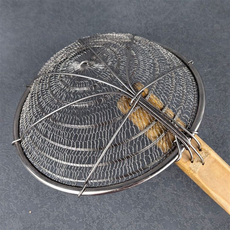 线手编钢包边炸厘线漏炸密喱过网捞面渣捞漏勺钢丝网厘笊篱网