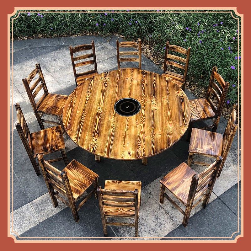 组合饭店烧烤农家乐桌椅快餐小吃店碳化火锅店面馆大排档实木早餐