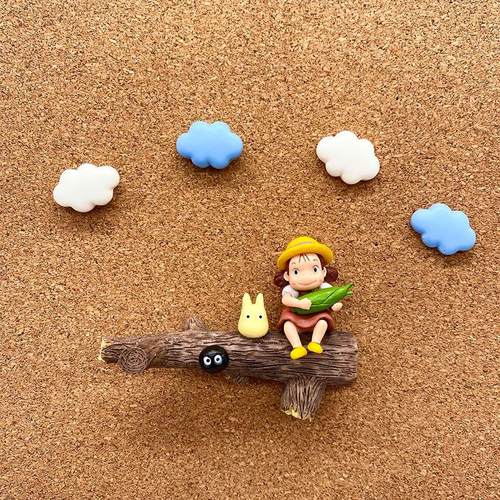 创意可爱组合图钉宫崎骏情景云朵钉子照片墙毛毡板软木留言板按钉