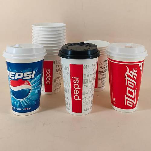 可乐杯子一次性商用红可乐蓝饮料杯百事蓝饮可口纸杯冷饮杯子可乐