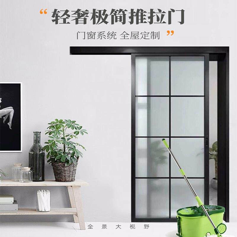 南京卫生间单扇百叶推拉门隔断钢化玻璃钛合金吊趟移门定制单扇