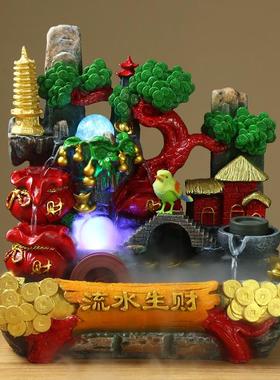 假山流水生财玄关创意树脂落地摆件轻奢桌面家居装饰乔迁开业礼品