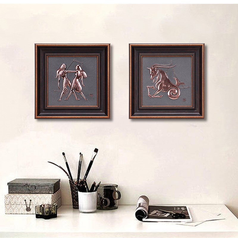 十二星座紫铜浮雕立体餐厅装饰画中式客厅挂画沙发背景墙走廊壁画