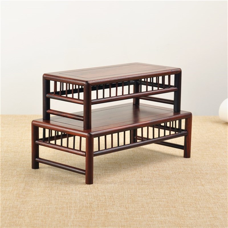 红木红酸枝花瓶玉器奇石盆景古董底座明式长方台微型小花架