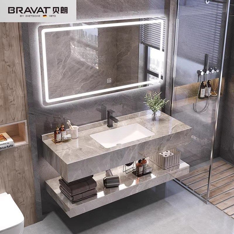 贝朗小户型浴室柜岩板陶瓷无缝一体盆洗漱台酒店洗,家装主材,浴室柜组合,淘宝优惠券,粉丝福利购,淘宝优惠卷