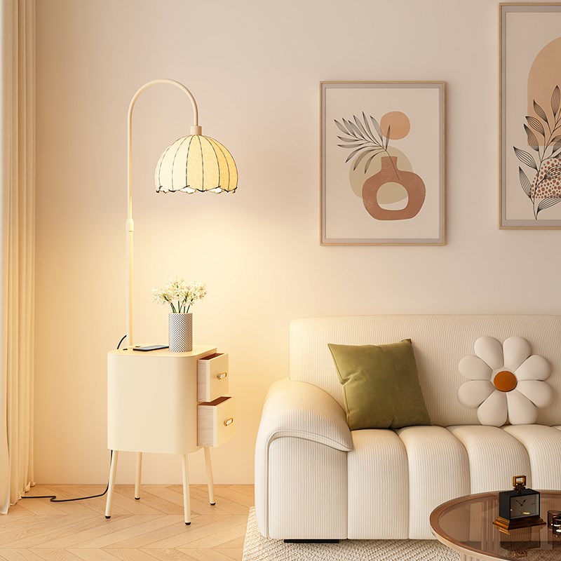床头柜台灯一体边几置物落地灯客厅沙发旁卧室书房奶油风氛围感