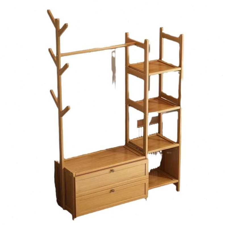 挂衣架落地式实木衣帽架卧室门后室内家用入户衣架收纳柜一体靠墙