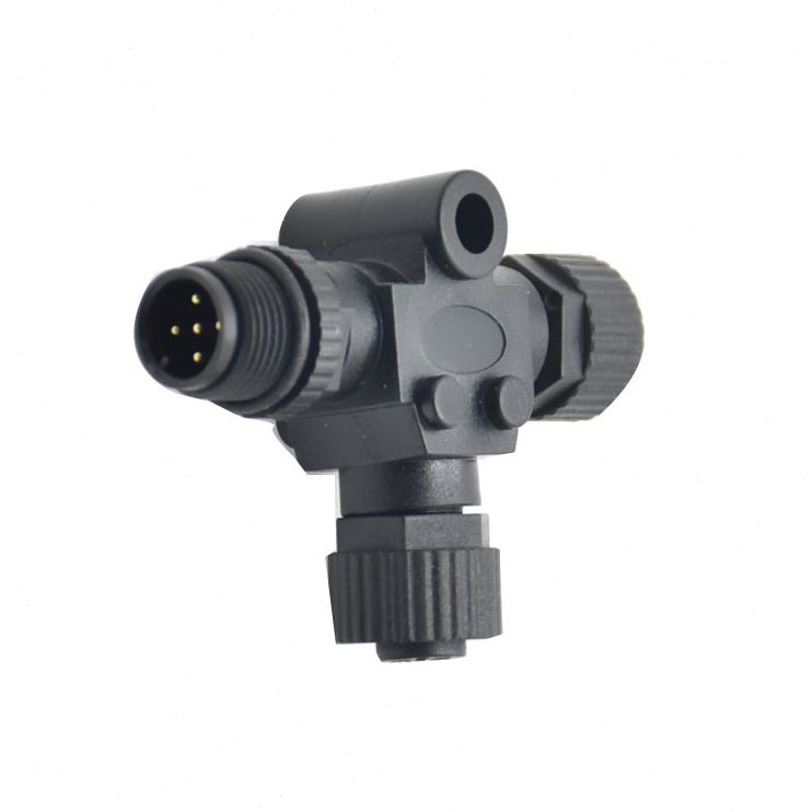 M12防水连接器NMEA2000接头T型船舶CAN现场总线12mm三通航空插头