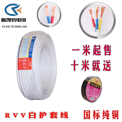 rvv三芯护套线家用电缆电线铜芯2.5 4 6平方毫米国标白护套电源线