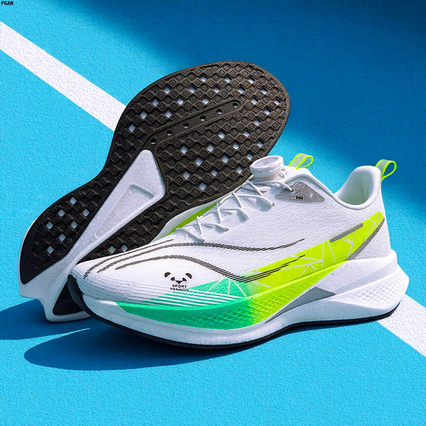 旋转纽扣跑步鞋男童初中学生透气减震超轻跑鞋青少年网面运动男鞋