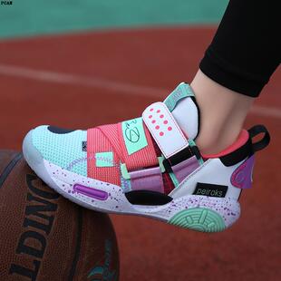 断码全程9儿童魔术贴糖果配色专业训练男童篮球鞋学生运动鞋