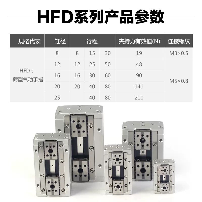 HFD薄型手指气缸HFD8X0/HFDX10/HFD1X15/X/20//0/