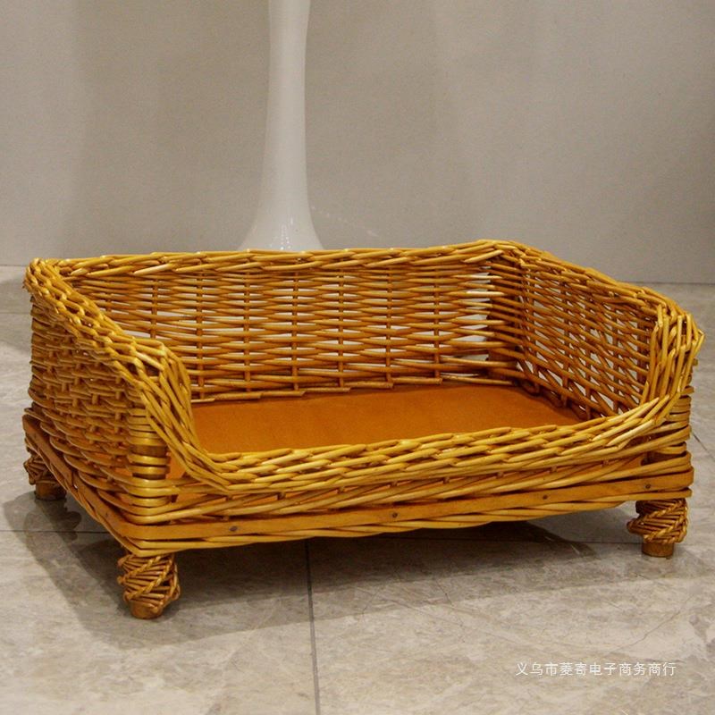 柳编狗窝狗床藤编宠物窝泰迪金毛大型犬窝可拆洗春夏秋冬四季通用