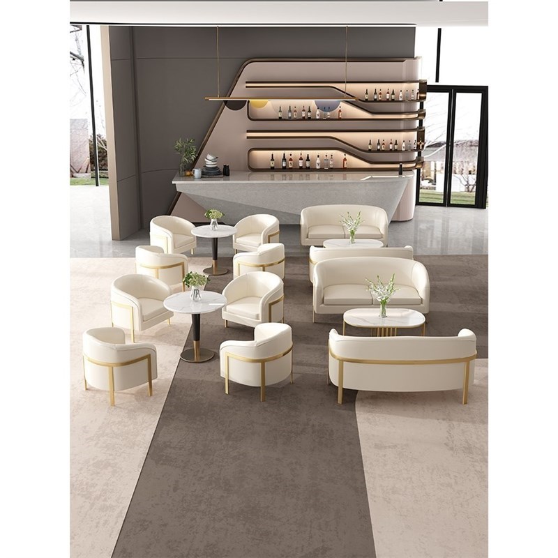 沙发桌椅休息区接待办公会客售楼处一桌四椅洽谈桌椅